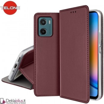 Telone dirbtinos odos dėklas - bordo spalvos (Motorola Moto G05/E15)